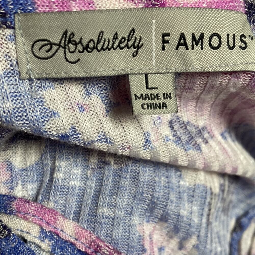 Absolutely Famous Floral Lightweight 3/4 Sleeve Top Sz L - Picture 7 of 10